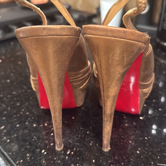 Gold Christian Louboutin Women's Heels - Picture 5 of 7